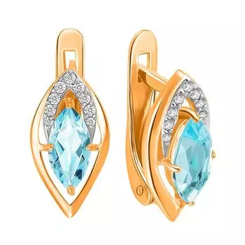Серьги с топазами из красного золота 585 пробы