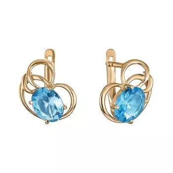 Серьги с топазами из красного золота 585 пробы