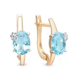 Серьги с топазами из красного золота 585 пробы