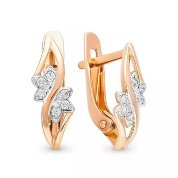 Серьги с фианитами из красного золота 375 пробы