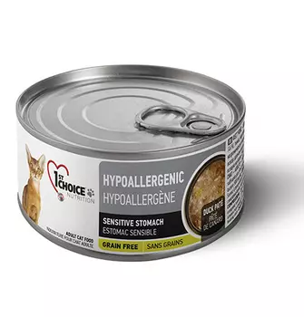 1st Choice Hypoallergenic Sensitive Stomach / Беззерновые консервы Фёст Чойс для кошек с Чувствительным пищеварением Утка с Картофелем и Тыквой (цена за упаковку)