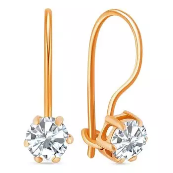 Серьги с фианитами из красного золота 375 пробы