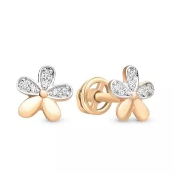 Серьги с фианитами из красного золота 375 пробы