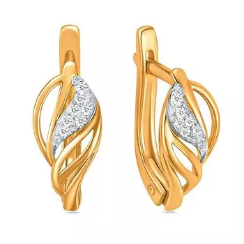 Серьги с фианитами из красного золота 375 пробы
