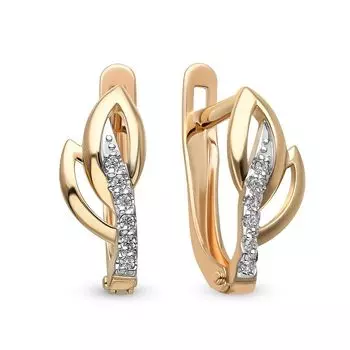 Серьги с фианитами из красного золота 375 пробы