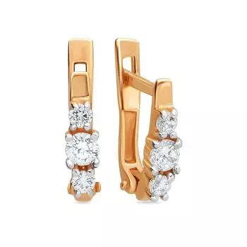Серьги с фианитами из красного золота 375 пробы
