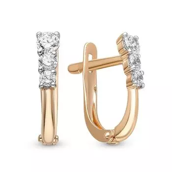Серьги с фианитами из красного золота 375 пробы