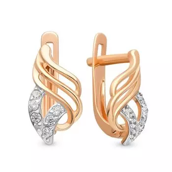 Серьги с фианитами из красного золота 375 пробы