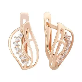 Серьги с фианитами из красного золота 375 пробы