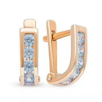 Серьги с фианитами из красного золота 585 пробы