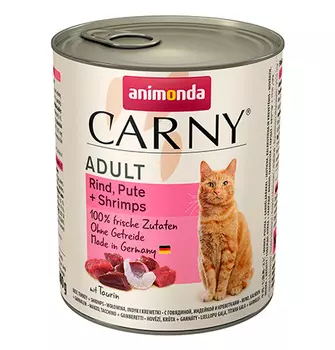 Animonda Carny Adult / Консервы Анимонда для кошек с Говядиной Индейкой и Креветками (цена за упаковку)