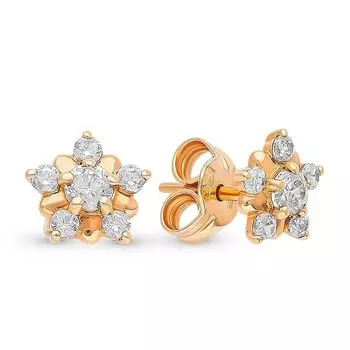 Серьги с фианитами из красного золота 585 пробы