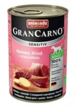 Animonda GranCarno Sensitiv / Консервы Анимонда для Чувствительных собак c Говядиной и Картофелем (цена за упаковку)