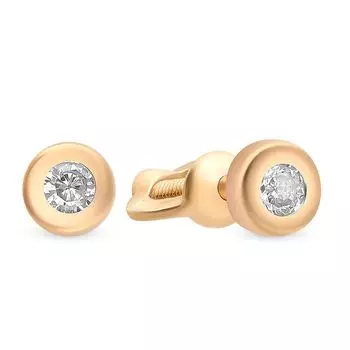 Серьги с фианитами из красного золота 585 пробы