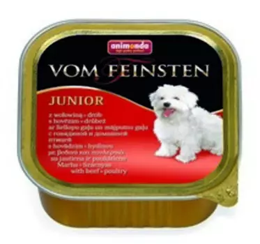 Animonda Vom Feinsten Junior / Консервы Анимонда для Щенков и юниоров с Говядиной и мясом домашней Птицы (цена за упаковку)