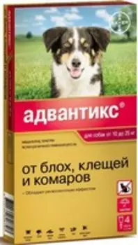 Bayer Адвантикс 250C / Капли на холку от Блох, Клещей и Комаров для собак весом 10-25 кг