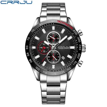 CRRJU-2306 Новые мужские часы со стальным ремешком, простые деловые мужские модные водонепроницаемые часы с календарем