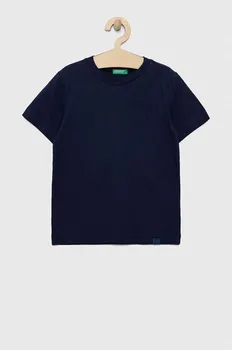 Детская хлопковая футболка United Colors of Benetton, темно-синий