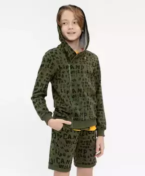 Толстовка цвета хаки с орнаментом Button Blue (128)