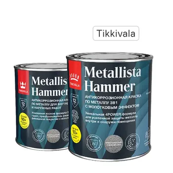 Краска по ржавчине Tikkurila Metallista Hammer молотковая База HC бесцветная глянцевая 0.8 л