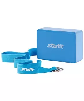 Комплект из блока и ремня для йоги Star Fit FA-104 синий