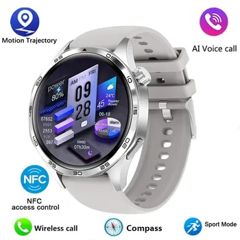 2024 PRO Smart Watch Men Pro AMOLED HD Экран Bluetooth Вызов GPS Траектория NFC Компас сердечного ритма SmartWatches Silicone strap чёрный