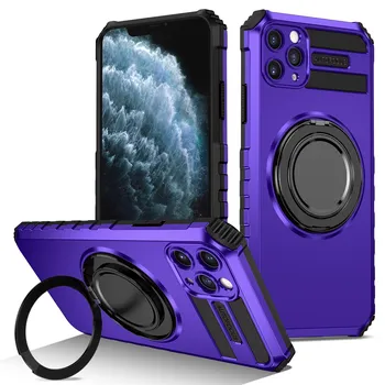 Чехол с магнитным кольцом для IPhone 15 14 13 12 11 Pro Max Plus Mini XS Heavy Duty с камерой 360, чехол-подставка Magsafe, бамперы для телефона с беспроводной зарядкой For iPhone 11 темно-зеленого