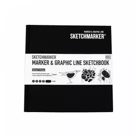 Скетчбук Sketchmarker "MARKER &amp; GRAPHIC LINE" 16,3х16,3 см 44 л 180 г твердая обл, черный