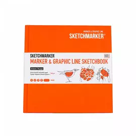 Скетчбук Sketchmarker "MARKER &amp; GRAPHIC LINE" 16,3х16,3 см 44 л 180 г твердая обл, оранжевый