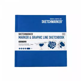 Скетчбук Sketchmarker "MARKER &amp; GRAPHIC LINE" 16,3х16,3 см 44 л 180 г твердая обл, синий