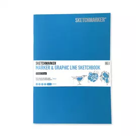 Скетчбук Sketchmarker "MARKER & GRAPHIC LINE" 17,6х25 см 16 л 180 г мягкая обложка, бирюзовый