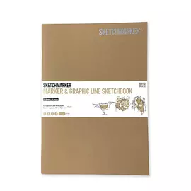 Скетчбук Sketchmarker "MARKER & GRAPHIC LINE" 17,6х25 см 16 л 180 г мягкая обложка, коричневый