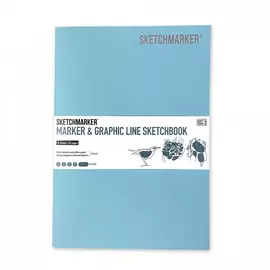 Скетчбук Sketchmarker "MARKER &amp; GRAPHIC LINE" 17,6х25 см 16 л 180 г мягкая обложка, небесно-голубой