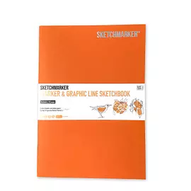 Скетчбук Sketchmarker "MARKER &amp; GRAPHIC LINE" 17,6х25 см 16 л 180 г мягкая обложка, зеленый