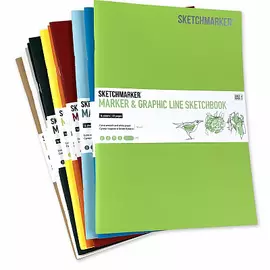 Скетчбук Sketchmarker "MARKER & GRAPHIC LINE" 17,6х25 см 16 л 180 г мягкая обложка, все цвета