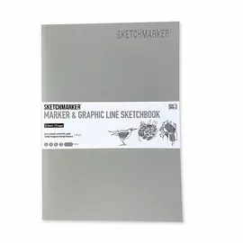 Скетчбук Sketchmarker "MARKER & GRAPHIC LINE" 17,6х25 см 16 л 180 г мягкая обложка, жемчужный