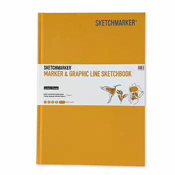 Скетчбук Sketchmarker "MARKER &amp; GRAPHIC LINE" 17,6х25 см 44 л 180 г твердая обл, бледно-желтый