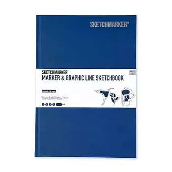 Скетчбук Sketchmarker "MARKER &amp; GRAPHIC LINE" 17,6х25 см 44 л 180 г твердая обл, синий
