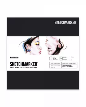 Скетчбук SKETCHMARKER "THE MIRROR" 163х163 мм 50 л 220 г, твердая обложка черная