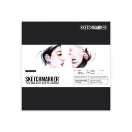 Скетчбук SKETCHMARKER "THE MIRROR" квадрат., 50 л 220 г, твердая обложка черная