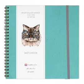 Скетчбук lol&amp;kek "Corgi watercolor" голубой 20х20 см 22 л 200 г