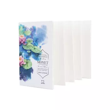 Скетчбук-гармошка для акварели Малевичъ "Monet" Fin, 10х15 см 10 л 300 г, 100% хлопок