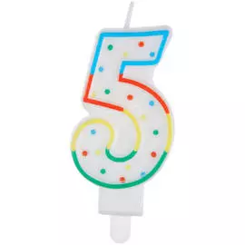 Свеча для торта с держателем MESHU "Цифра 5", 8,5 см, блистер