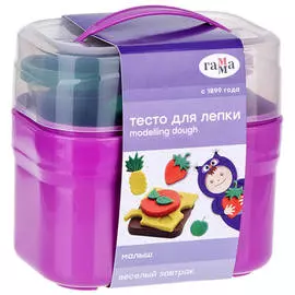 Тесто для лепки Гамма "Малыш. Веселый завтрак" 4 цвета, 240г., 8 формочек, пластиковый кейс