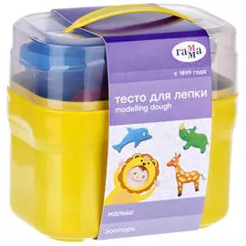 Тесто для лепки Гамма "Малыш. Зоопарк" 4 цвета , 240 гр, 5 формочек, пластиковый кейс