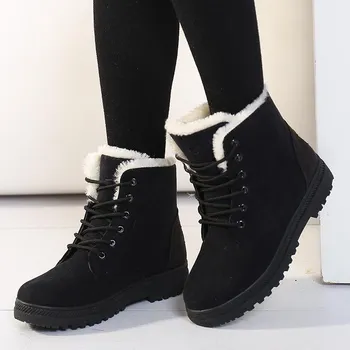 Зимние сапоги до щиколотки Botas Mujer Warm Plush Insole Shoes Women 44 чёрный