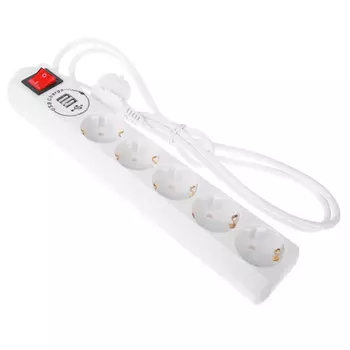 Удлинитель 5 гнезд FORZA 1 кв.мм 2м, USB 1000mA, с заземлением, евро, 16A, макс. мощн. 3500В