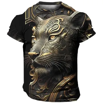 Мужские футболки с 3D-принтом Harajuku Tiger, уличная одежда в стиле хип-хоп, панк, модный пуловер с круглым вырезом и короткими рукавами, футболка большого размера XS