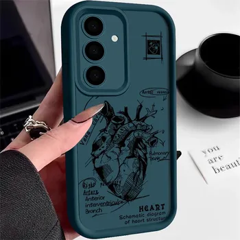 Для Samsung S25 Ultra S24 FE S23 S22 A56 A36 A55 A16 A15 A35 чехол с рисунком в виде сердца мягкий силиконовый противоударный защитный чехол для объектива из ТПУ матовый чехол для телефона Samsung S25
