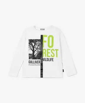 Футболка с длинным рукавом белая Gulliver